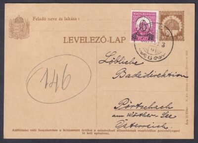 1933. Pörtschach am Wörthersee (Ausztria)-ba feladott díjkiegészített levelezőlap