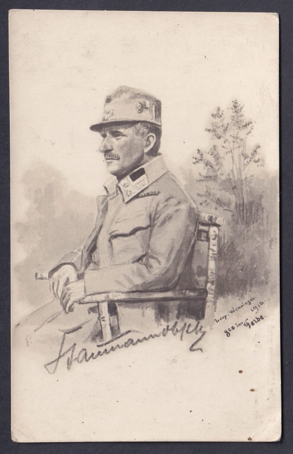 1916. Képeslap "Gez. im Felde 1916" felirattal - Image 2