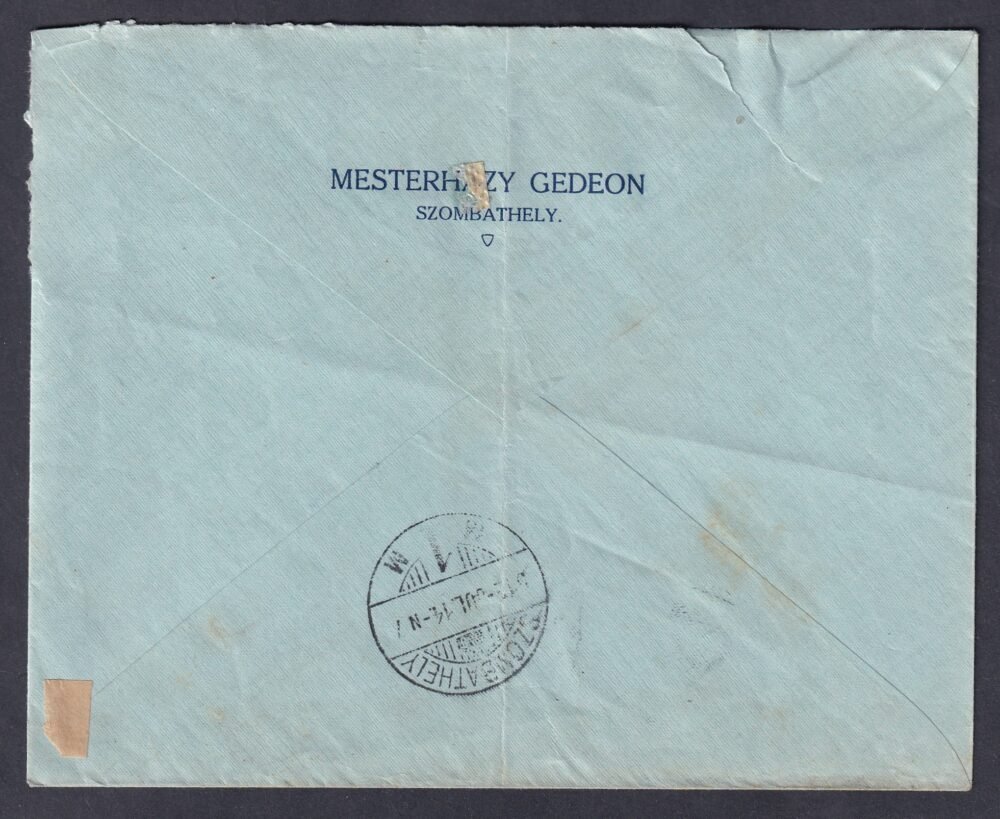 1919. Szombathely, helyi ajánlott levél
