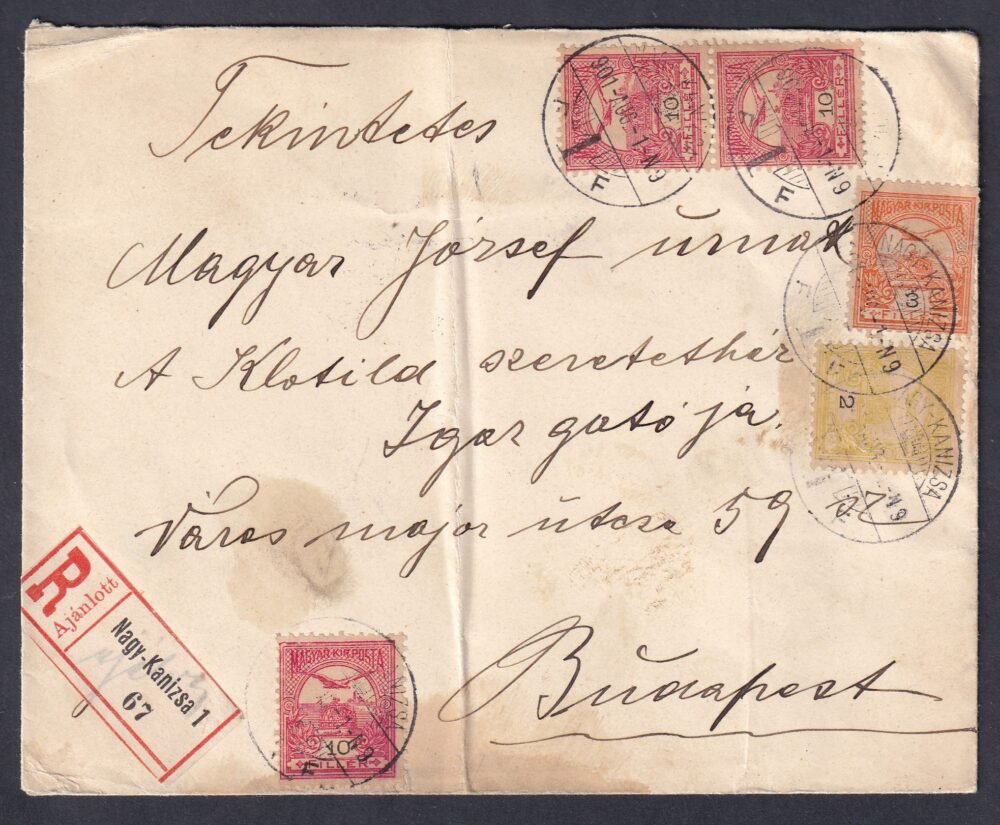 1901. Nagykanizsa, Budapestre feladott ajánlott levél