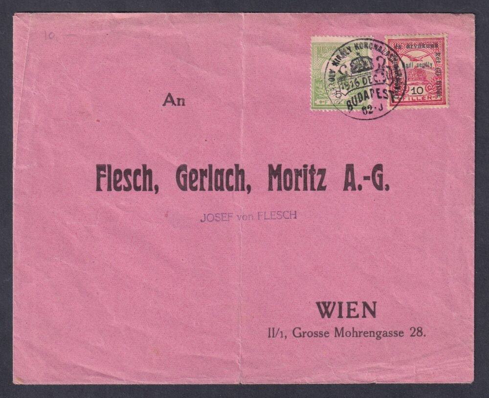 1916. Koronázás alkalmi bélyegzéssel, Bécsbe feladott levél