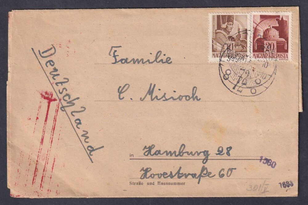1943. Budapest, Hamburgba feladott cenzúrázott levél érdekes tartalommal, (teljes levél tartalommal)