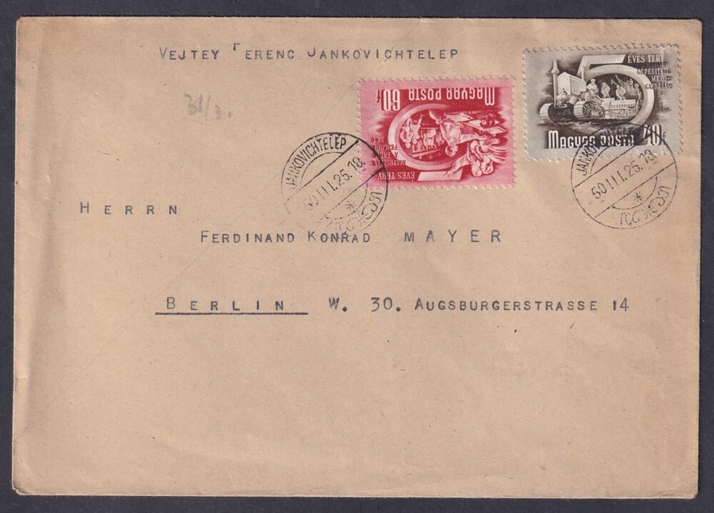 1950. Jankovichtelep, Nyugat-Berlin (brit szektor)-ba feladott levél, már nem cenzúrázták...