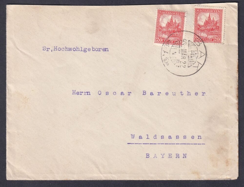1932. Bak, Waldsassen-be feladott levél