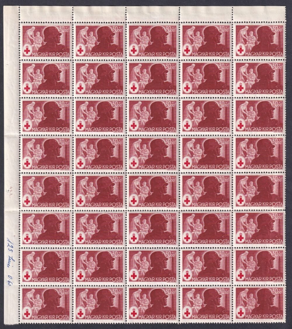 1944. Vöröskereszt III. 4x 40 db-os ív darab sor