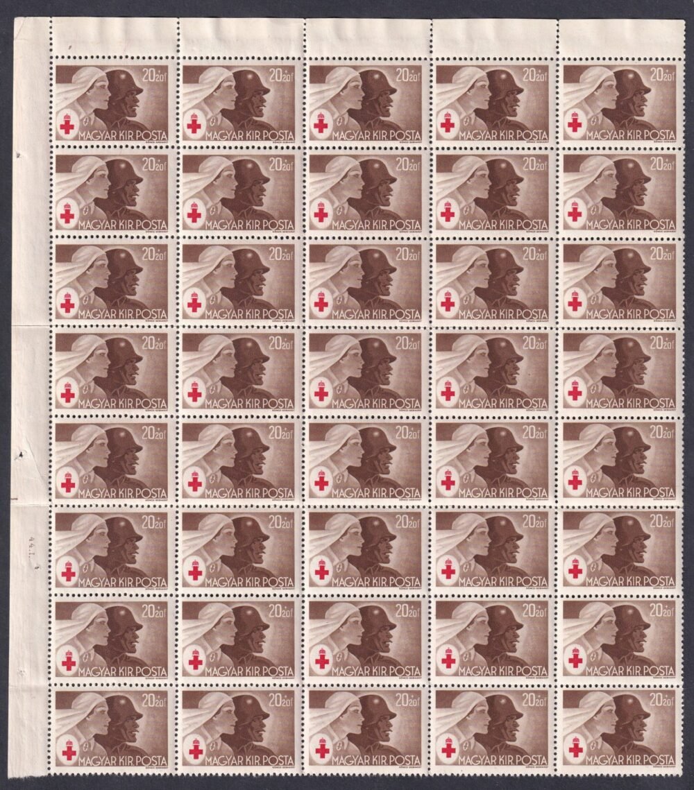 1944. Vöröskereszt III. 4x 40 db-os ív darab sor