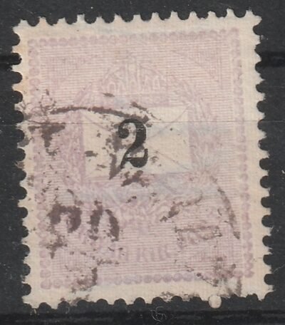 1889. Feketeszámú 2 kr /E/ jól látható teljes B1 vízjelállással