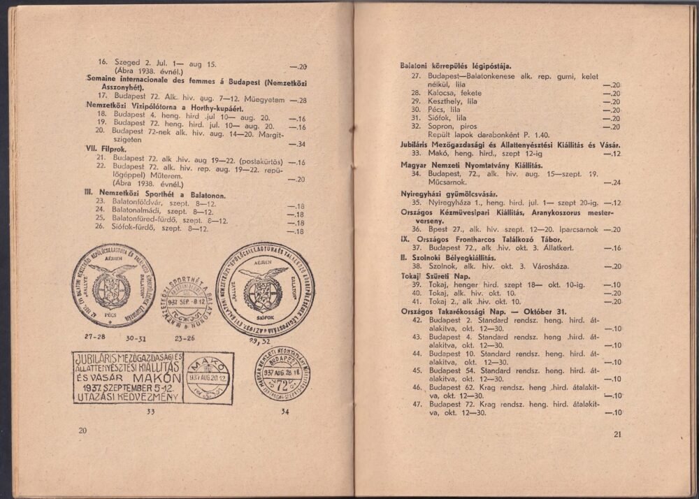 1940. Magyar alkalmi bélyegzések katalógusa - Image 2