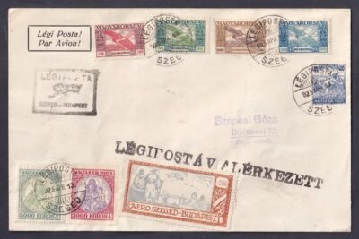 1925. Aero Szeged-Budapest légi járaton feladott levél Budapestre