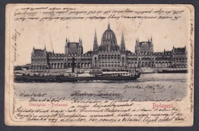 Parlament képeslap (hosszú címzéssel)
