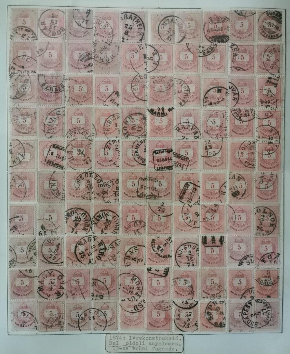 1874. 5 kr 100 képes ívrekonstrukció