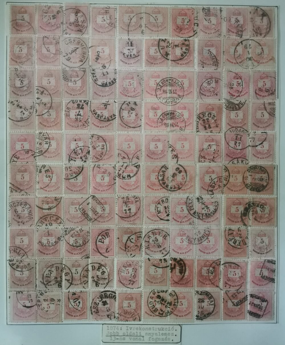 1874. 5 kr 100 képes ívrekonstrukció