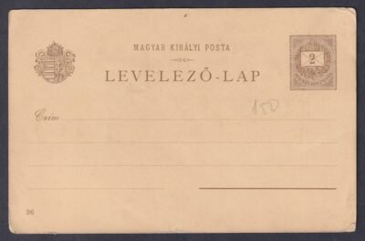 1896. használatlan – Millenniumi 2 kr díjjegyes képeslap / Hunyady János