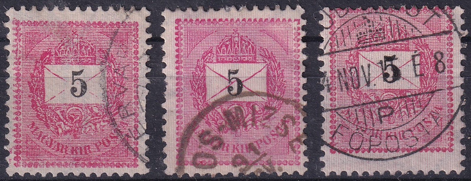 IMG_20250508_0009.1 1889. Feketeszámú 5 kr értékszám változatok, (az első ritka!)