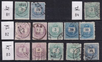 1881. Színesszámú krajcáros vízjel állás gyűjtemény