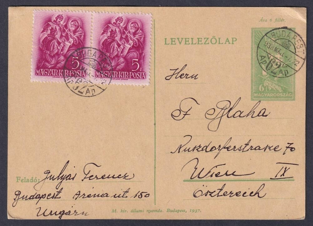 1938. Budapest, Bécsbe feladott