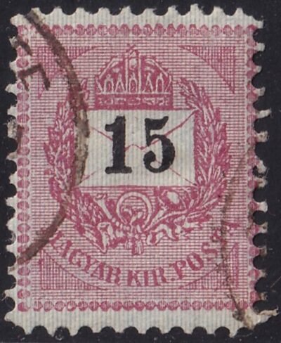 1889. 15 kr /B/ rendkivül keskenyre fogazva 18,5x24mm