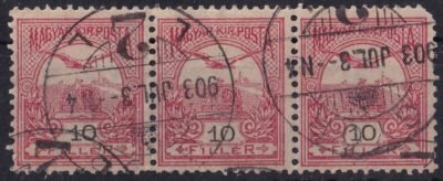 1900. Turul 10 f hármas csíkban, Ba számvízjel állással (rövid sarok)