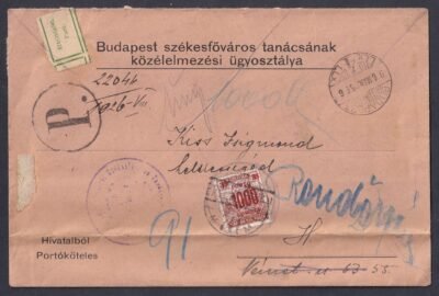 1926. Budapest, helyben feladott Hivatalból portóköteles levél
