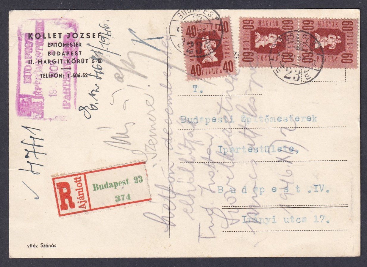IMG_20250519_0036 1948. Budapest, helyben feladott ajánlott levelezőlap