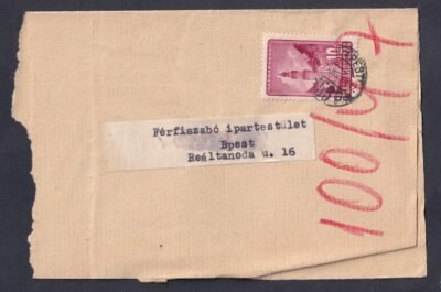 1947. Budapest, helyi nyomtatvány küldemény 10 fillér díjlerovással