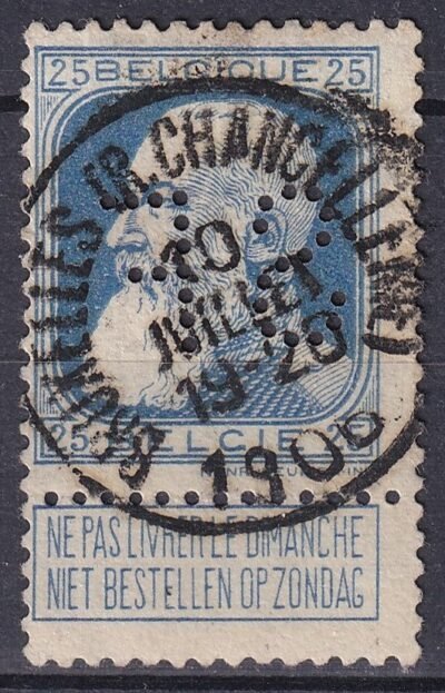 Belgium *S F* perfin bélyeg