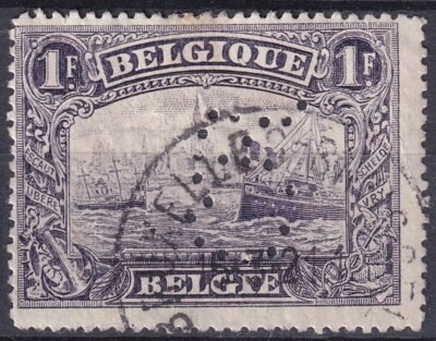 Belgium 1Fr *CR* perfin bélyeg