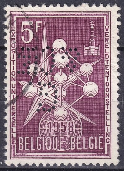 1958. Belgium,  Világkiállítás 5F, *G/&C_E* perfin bélyeg