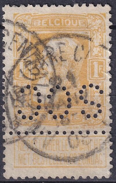 1905. Belgium, *SCC* perfin bélyeg