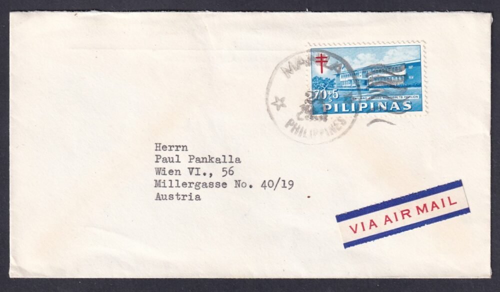 1961. Fülöp-szigetek, Ausztriába légipostán feladott levél