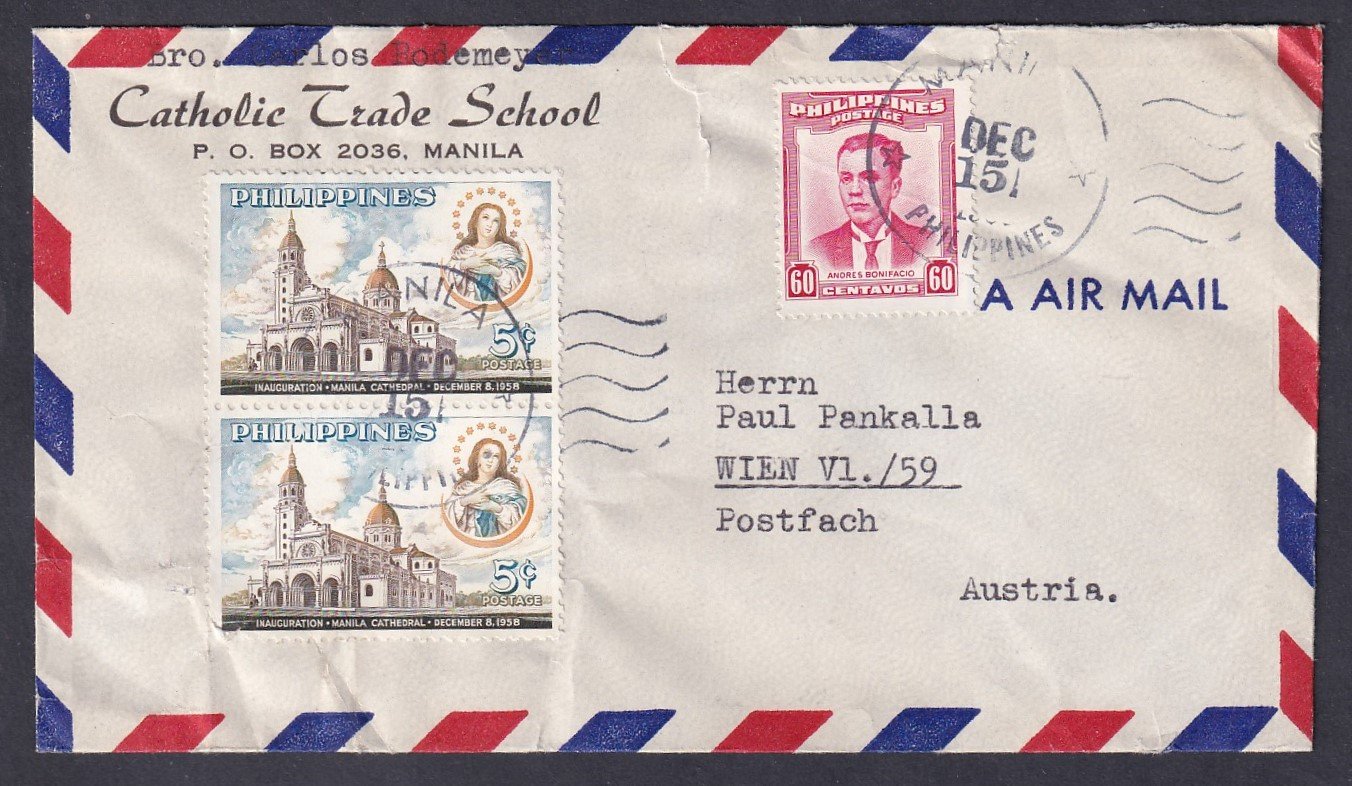 1960. Fülöp szigetek, Ausztriába feladott légiposta levél