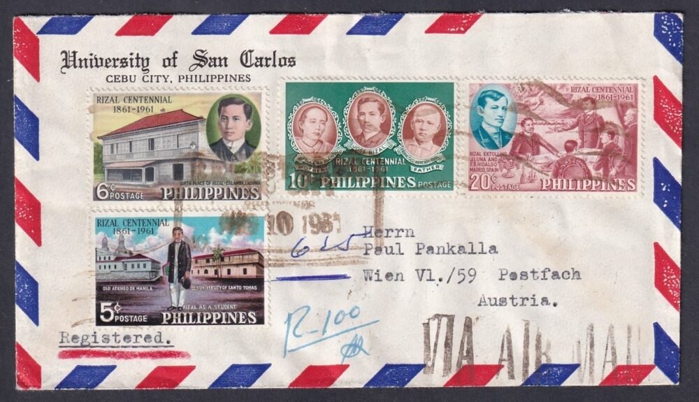 1951. Fülöp szigetek, Ausztriába feladott légiposta levél