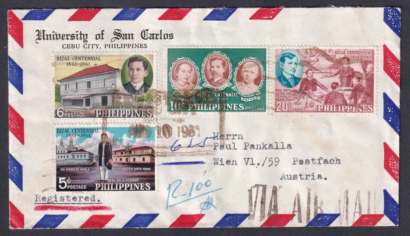 1951. Fülöp szigetek, Ausztriába feladott légiposta levél