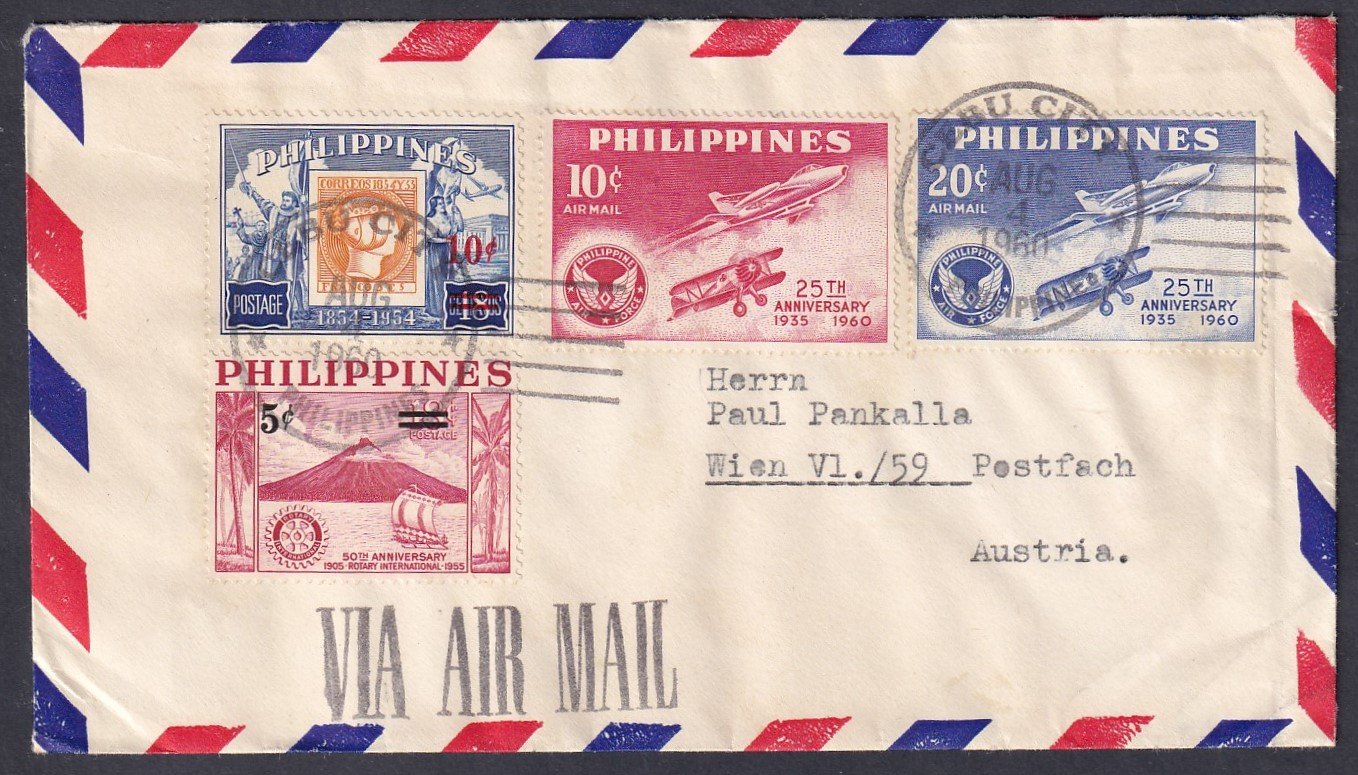1960. Fülöp szigetek, Ausztriába feladott légiposta levél