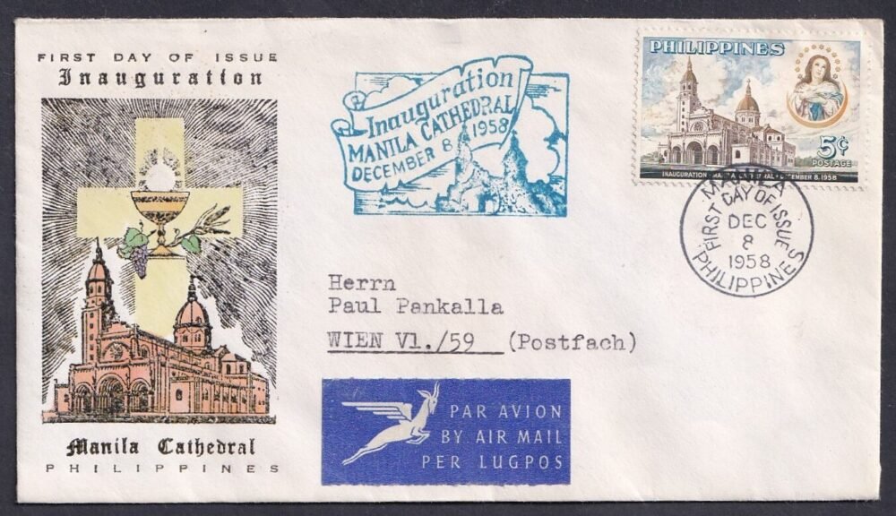 1958. Fülöp szigetek, Ausztriába feladott légiposta levél