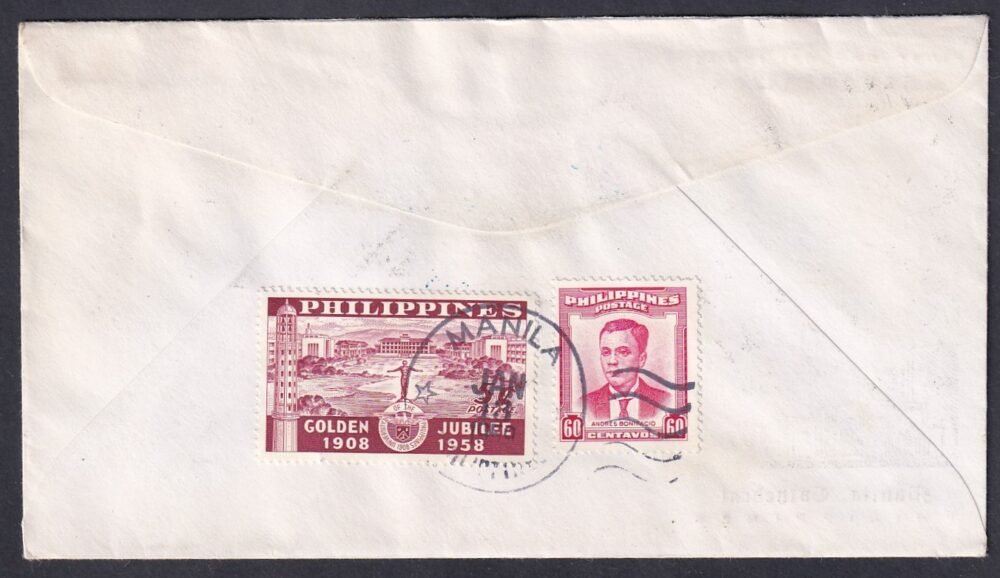 1958. Fülöp szigetek, Ausztriába feladott légiposta levél