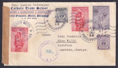 1956. Fülöp szigetek, Ausztriába feladott cenzúrázott levél
