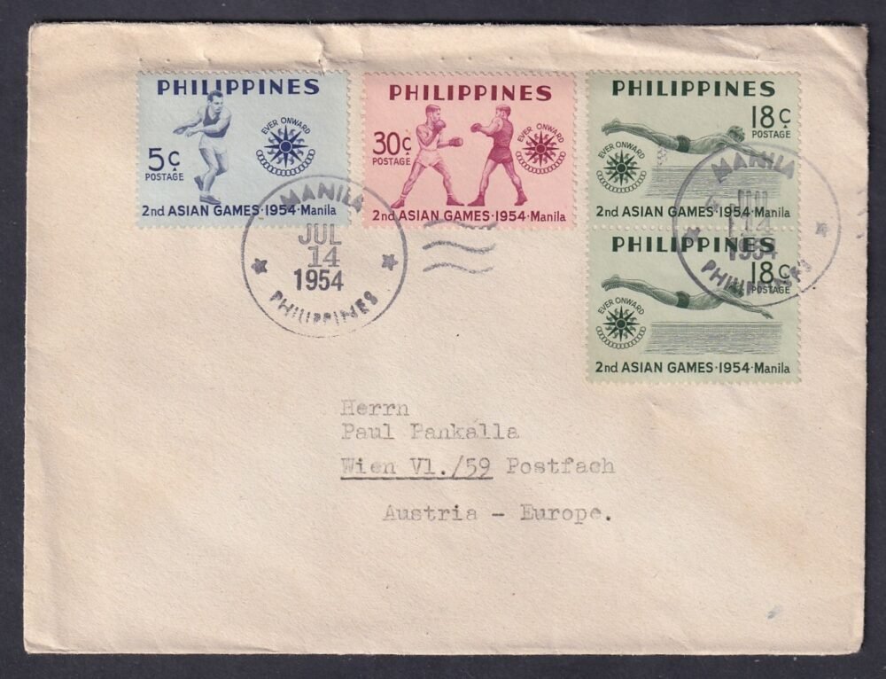 1954. Fülöp szigetek, Ausztriába feladott légiposta levél