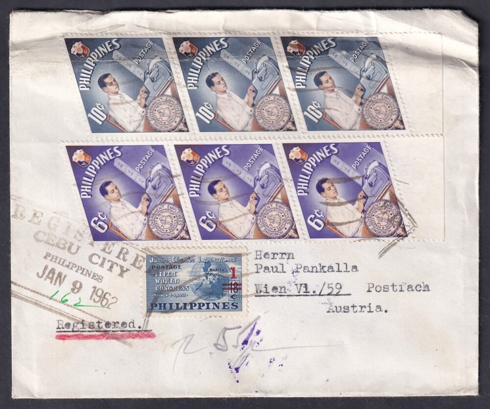 1962. Fülöp szigetek, Ausztriába feladott légiposta levél