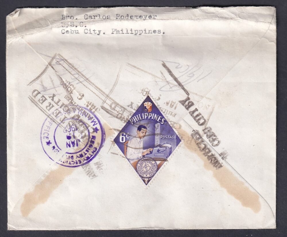 1962. Fülöp szigetek, Ausztriába feladott légiposta levél