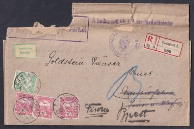 1912,. Budapest, "Ismeretlen" ragjeggyel vissza küldött helyi ajánlott levél, teljes tartalommal!