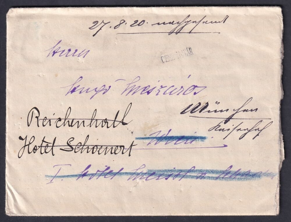 1920. Bécsbe feladott levél teljes tartalommal