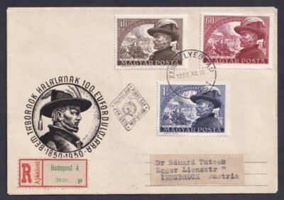 1950. Bem sor FDC, Innsbruckba feladott ajánlott levélként, tarifa helyes díjkiegészítéssel!