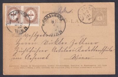 1900. SZÁSZSEBES, Bécsbe feladott levelezőlap 1+1 Heller portóval