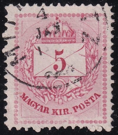 1874. Színesszámú 5 kr 13-as fogazással