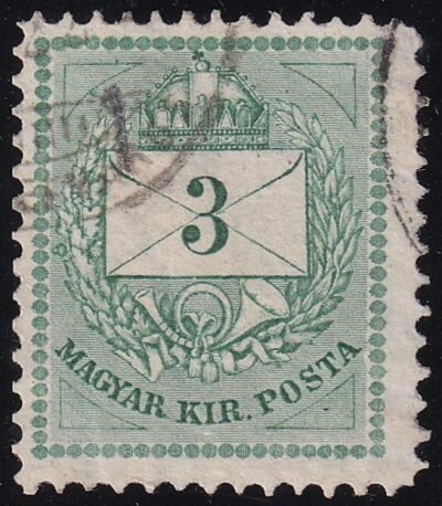 1881. Színesszámú 3 kr, 13:12,1/2-szabályos vegyes fogazás, ritka kombináció!