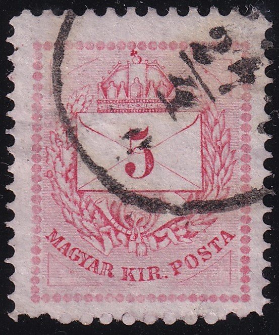 1874. Színesszámú 5 kr, 11,1/2:13 /D/-fogazással