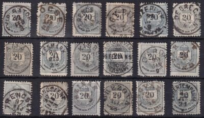 1881. 18 db Színesszámú krajcáros érdekességekkel