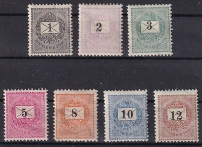 1889. 7 db postatiszta krajcáros darab