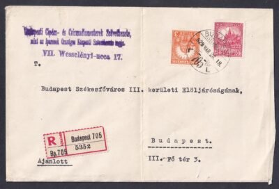 1929. Budapest, helyi ajánlott levél